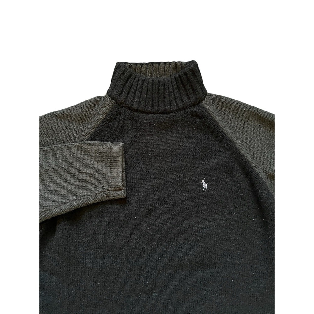 Vintage Polo by Ralph Lauren Wool Blend Mock Turtleneck Sweater Size XL Black